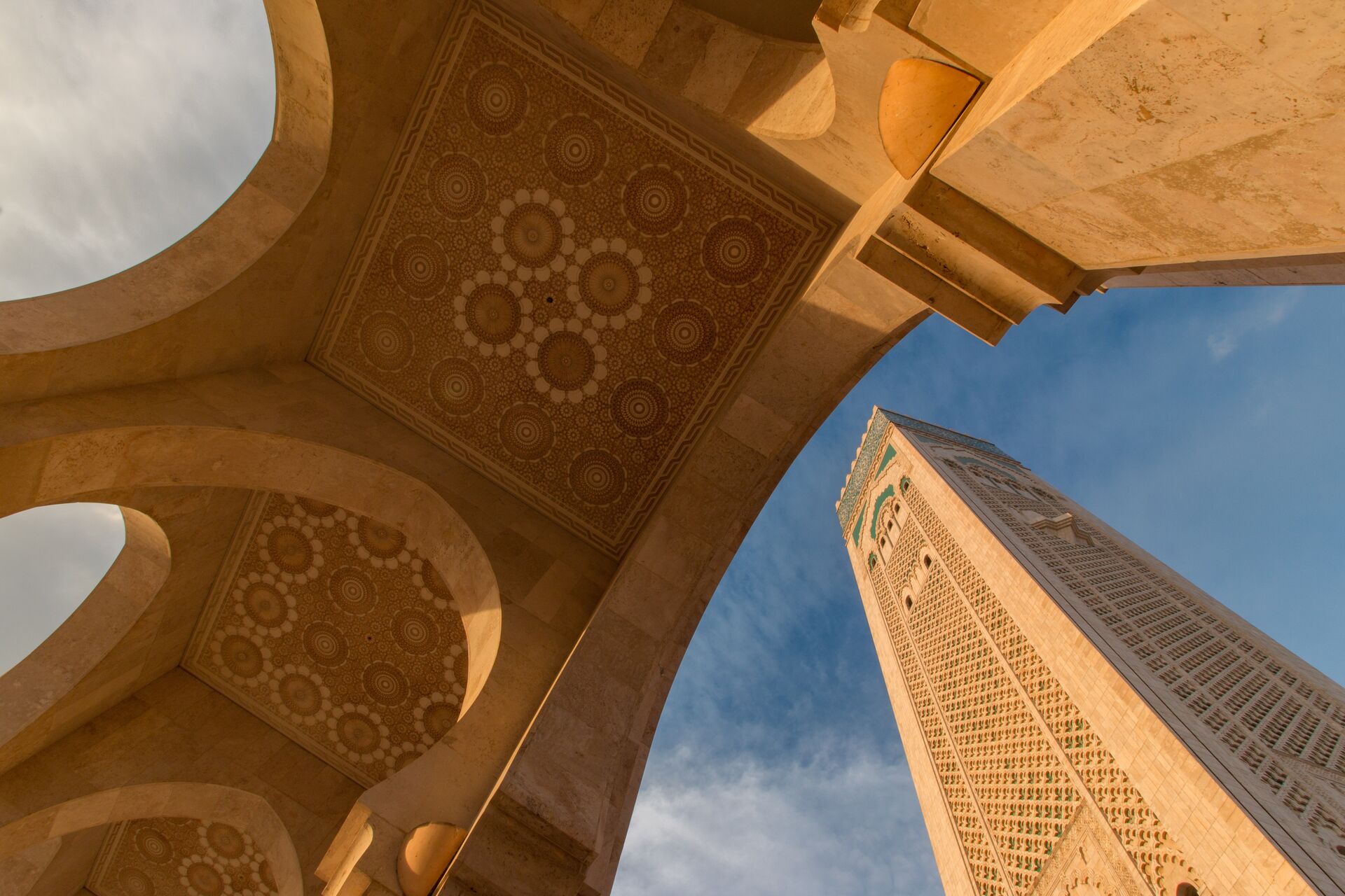 Low Wide Angle View Of Mosque Hassan II, Casablanca, Morocco