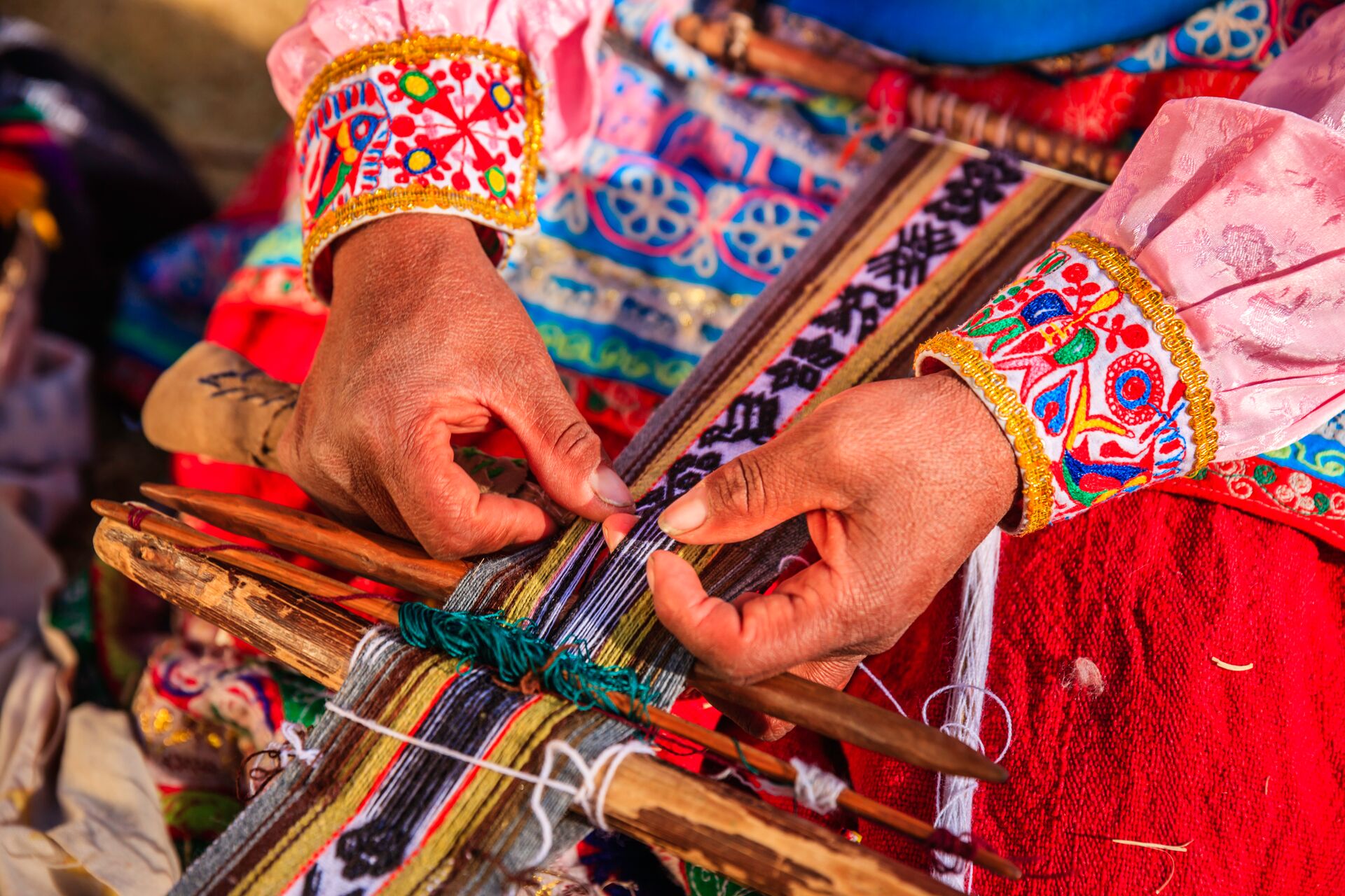 Peruvian Woman Weaving Near Colca Canyon, Peru