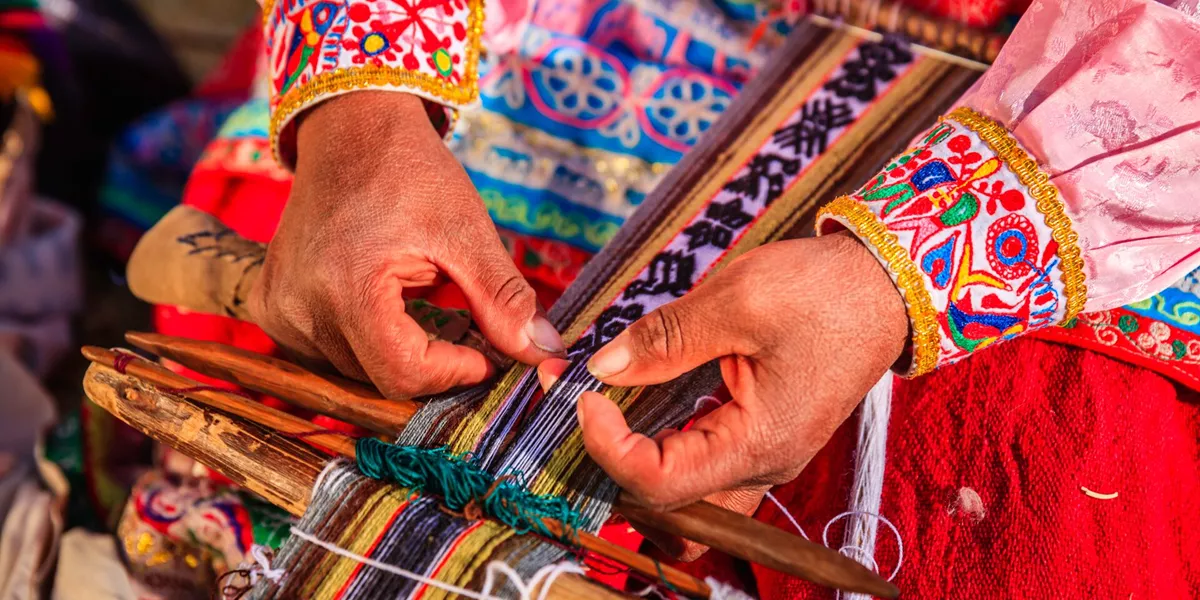 Peruvian Woman Weaving Near Colca Canyon, Peru