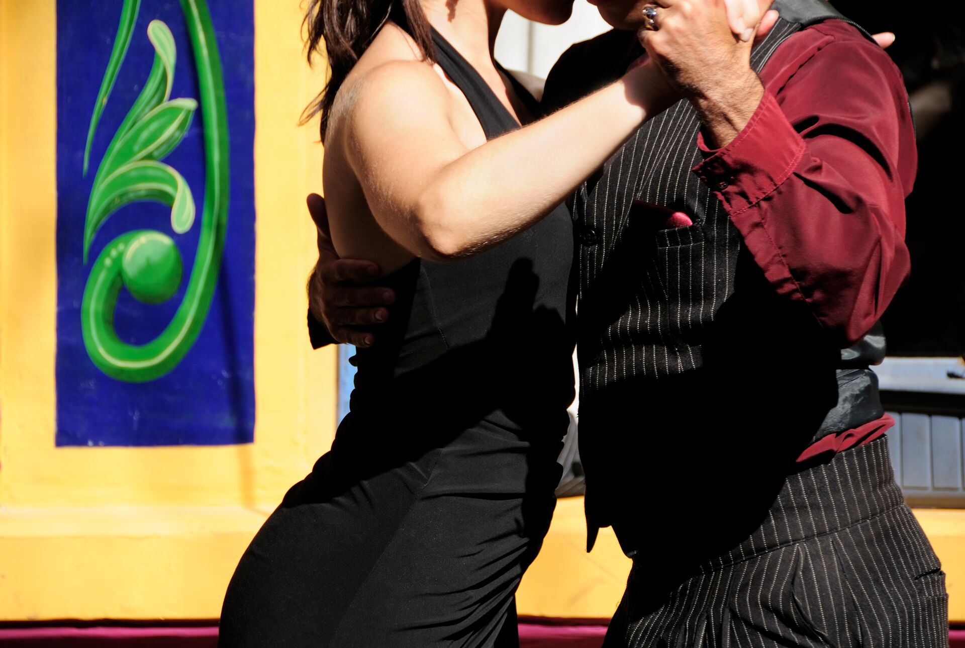 Large Couple Dancing Tango In Caminito, La Boca, Buenos Aires, Argentina 157332652