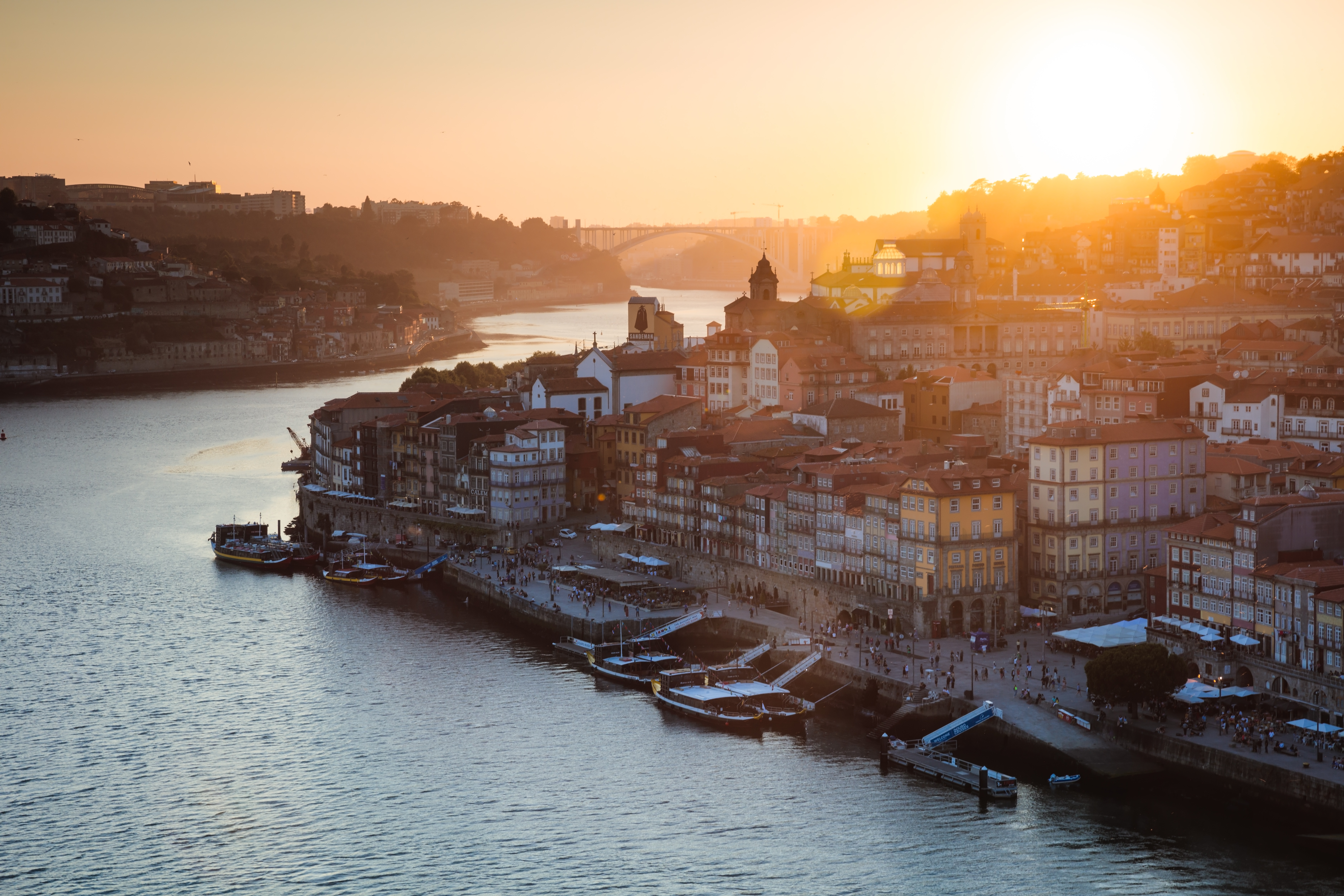 Golden Sunset Over Ribeira District, Porto, Portugal