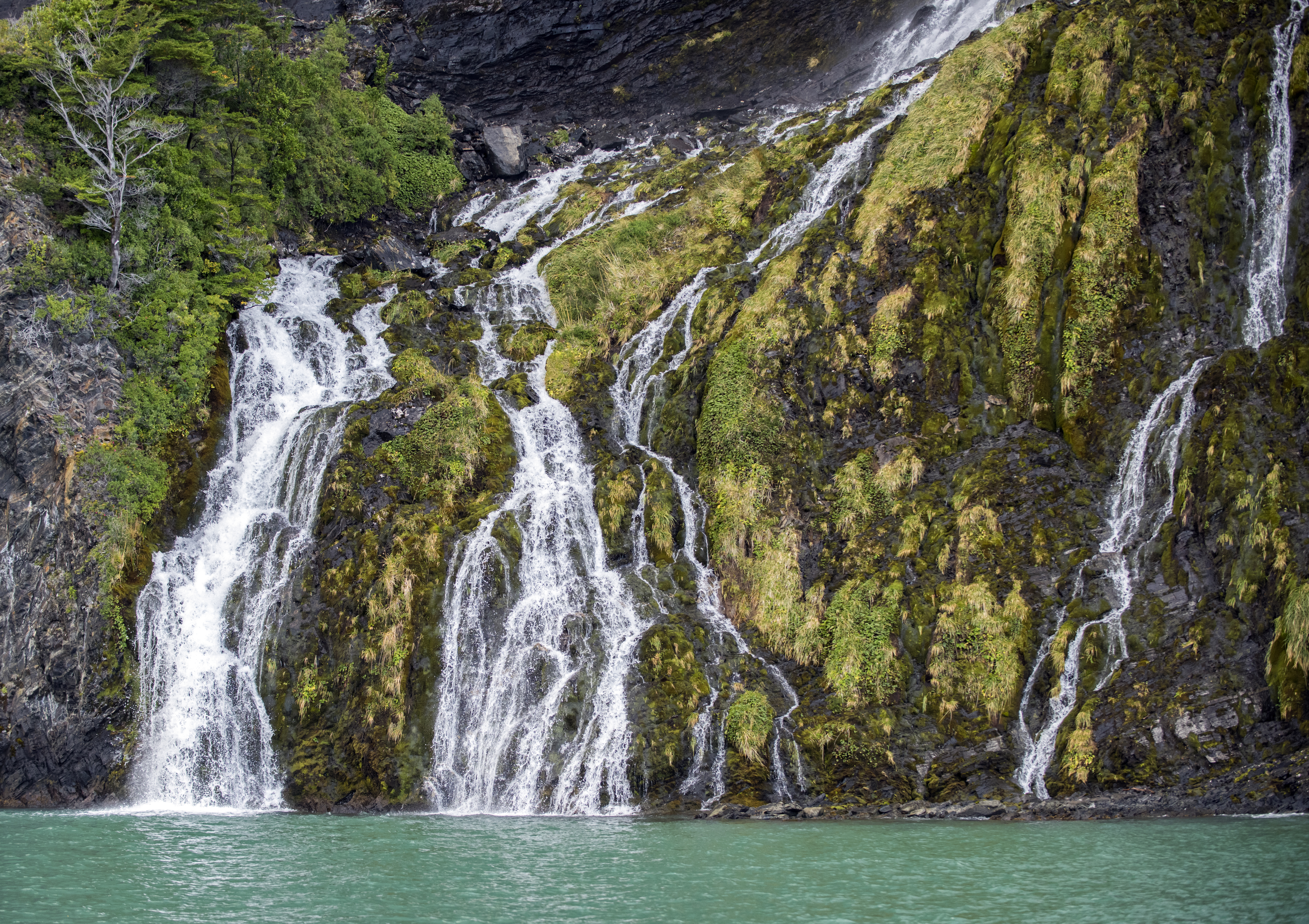 Waterfalls Near Balmaceda And Serrano Glaciers