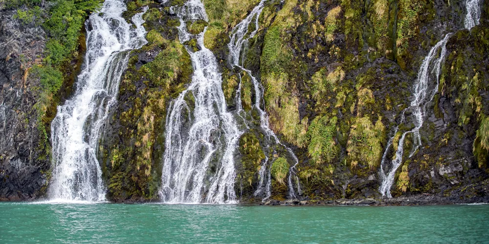 Waterfalls Near Balmaceda And Serrano Glaciers