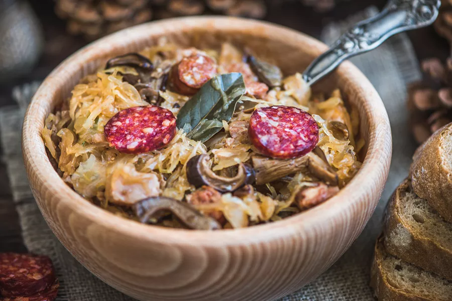 A bowl of Slovakian cabbage soup