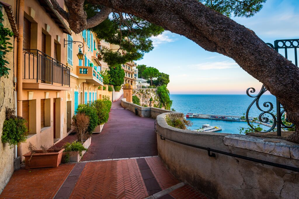 Medium Scenic Walk On The Rock Of Monaco Overlooking Port De Fontvieille, Monaco 1253539232