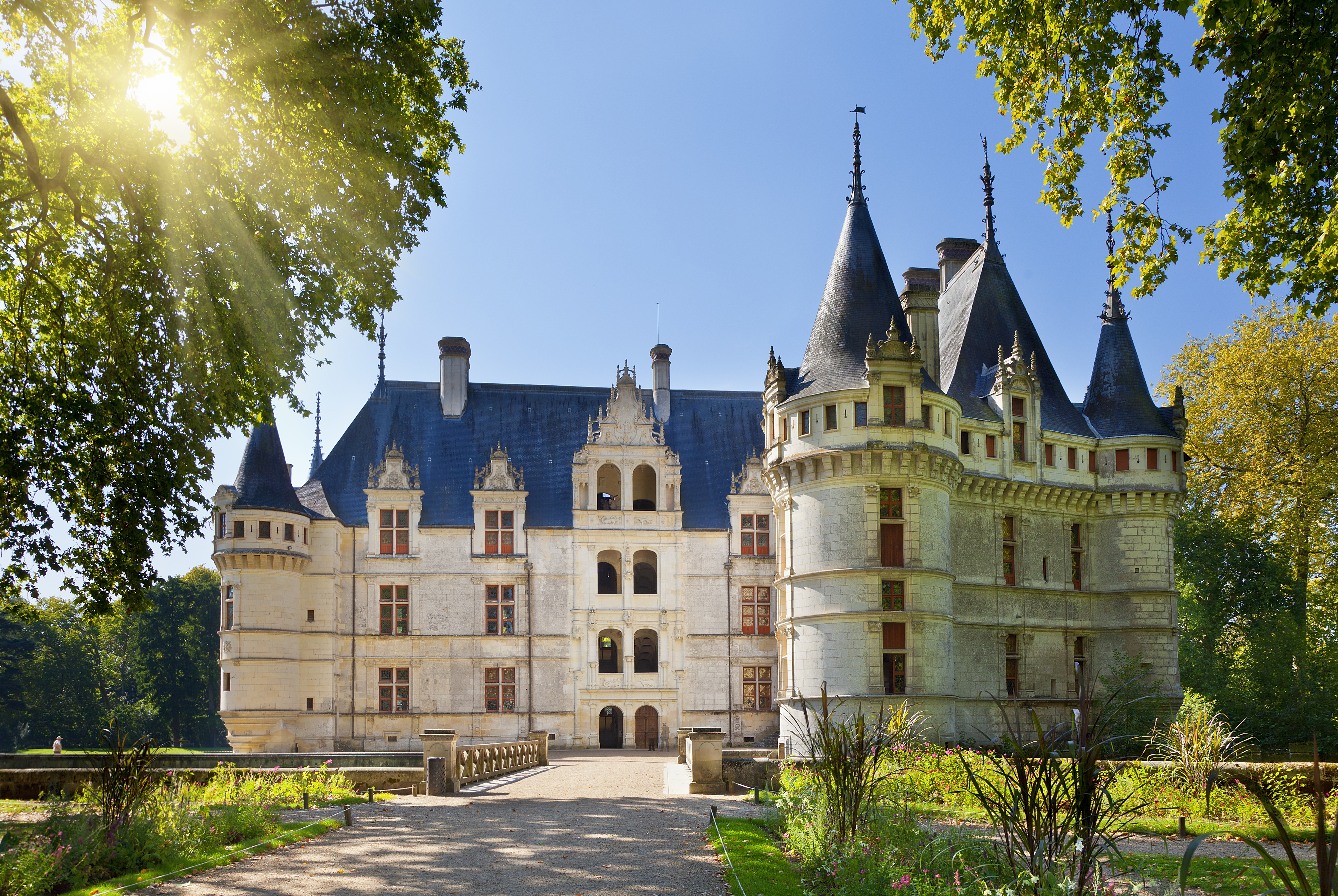 Chateau Dazay Le Rideau on a sunny day in Azay Le Rideau, France