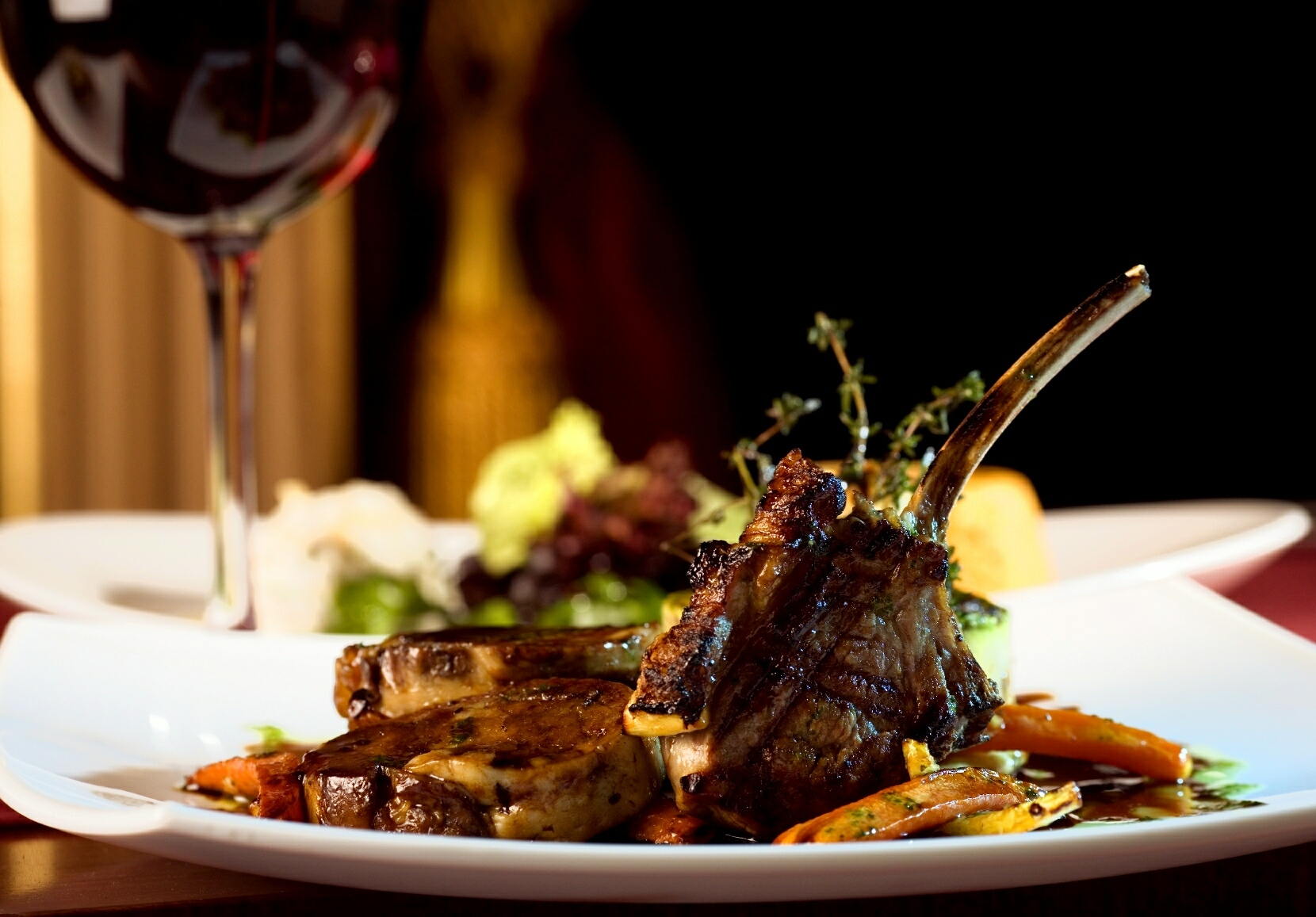 Roasted Pork And Glass Of Red Wine