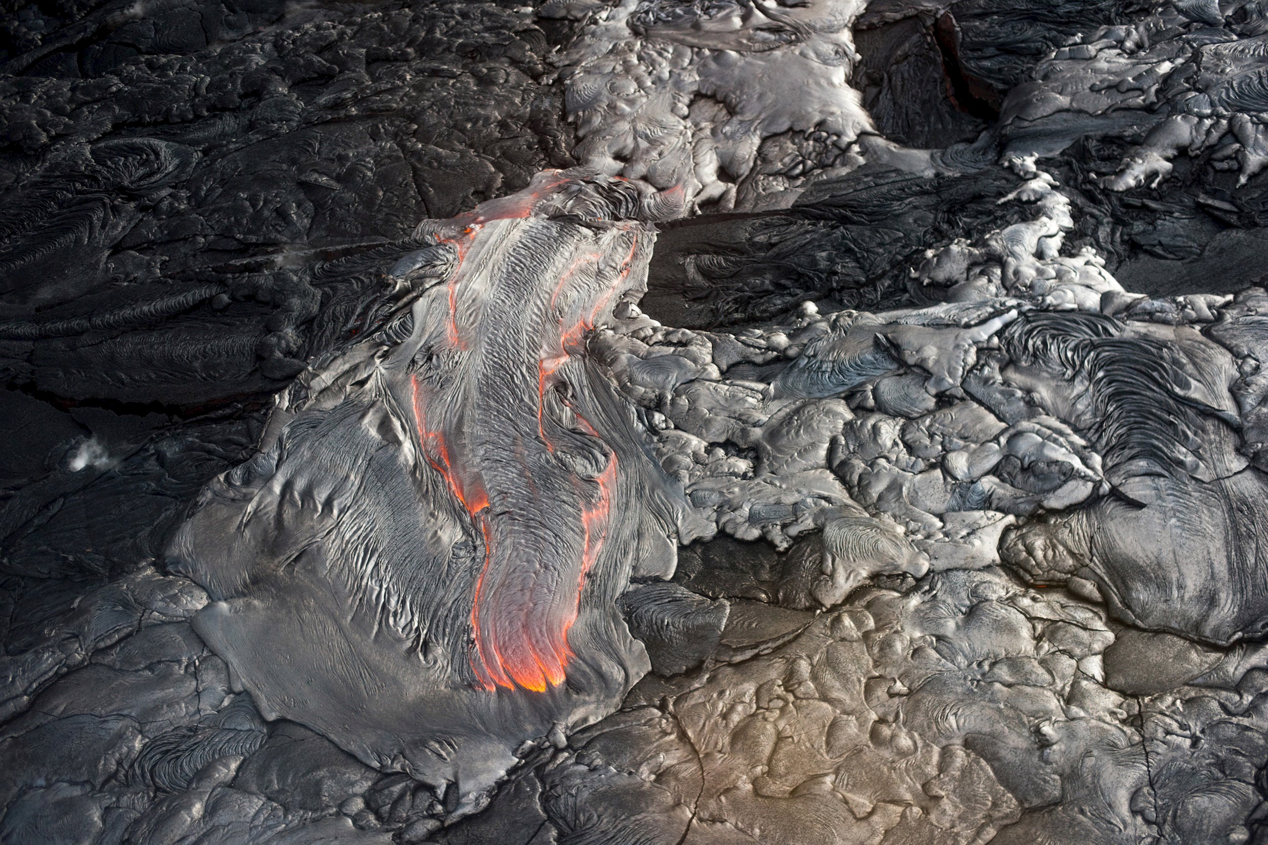 A close up shot of lava at Hawaii Volcano National Park on Hawaii Island in the US