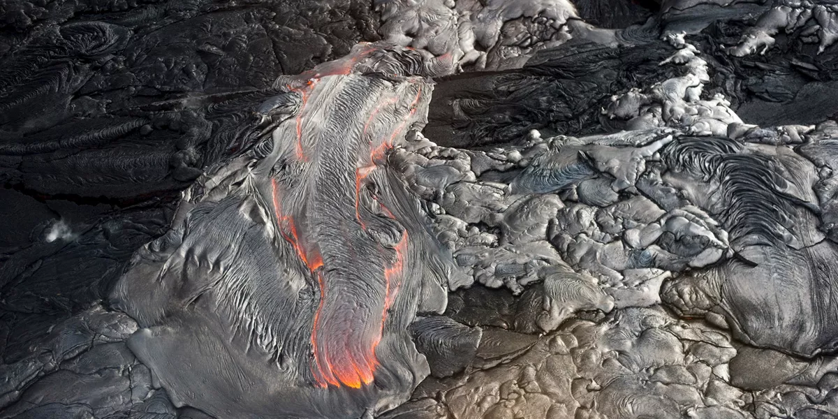 A close up shot of lava at Hawaii Volcano National Park on Hawaii Island in the US
