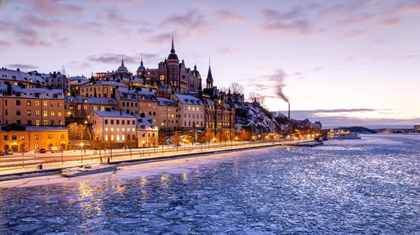 Stockholm Södermalm Skyline In Winter