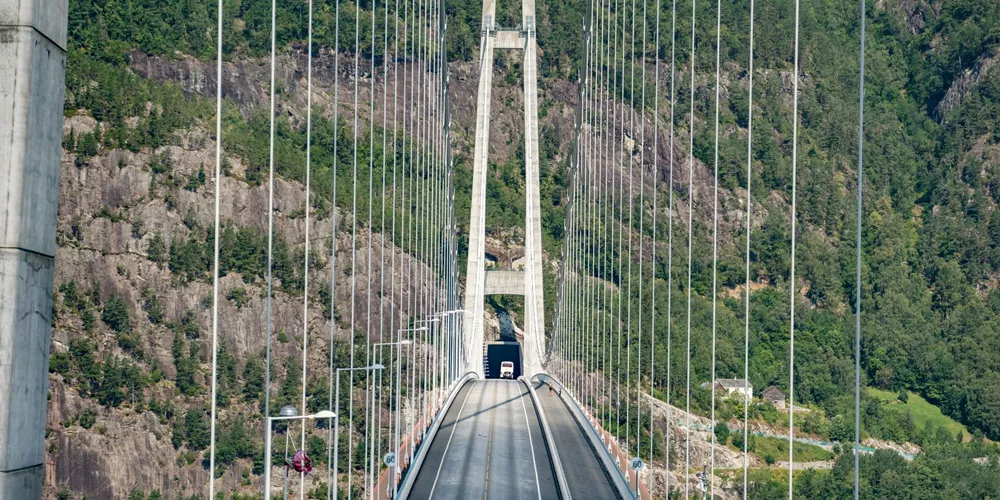 Hardanger Bridge over Hardangerfjord in Norway, Scandinavia
