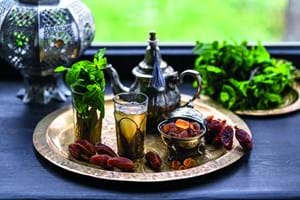 Traditional Moroccan tea with mint and dates, Dades Valley, Morocco