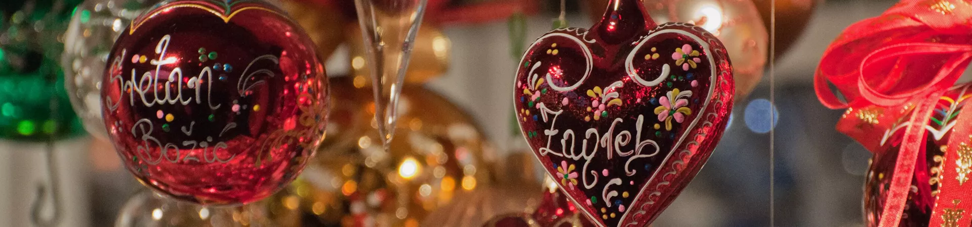 Christmas decorations hanging up at a Christmas Market