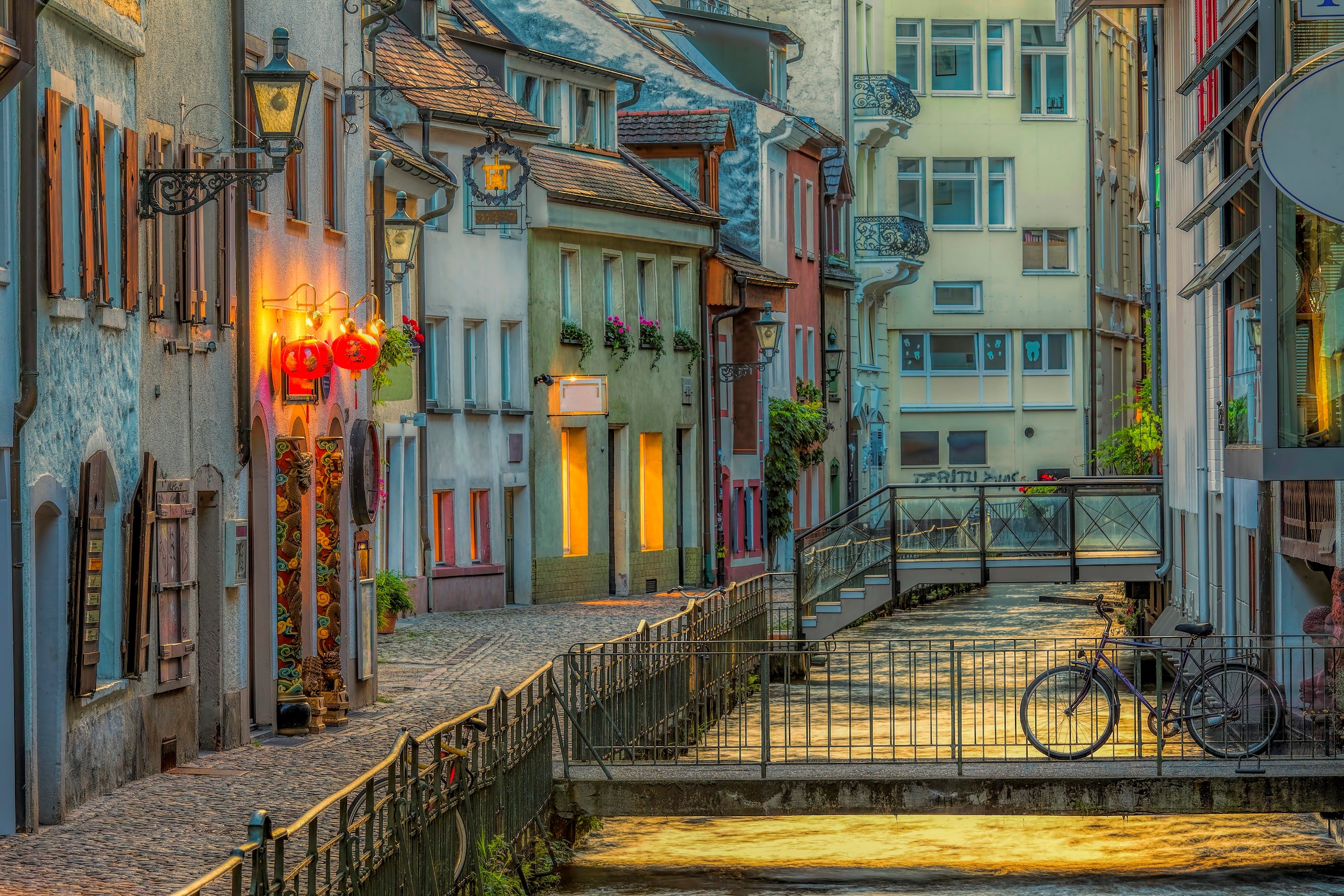 The Old Town and canal in Freiburg, Germany