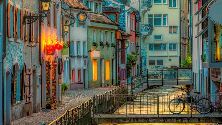 The Old Town and canal in Freiburg, Germany