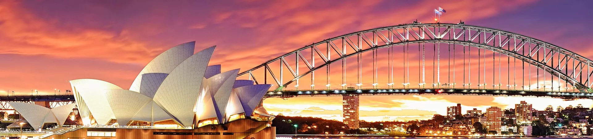 Panoramic View Of Sydney Opera House at dusk in Sydney, Australia