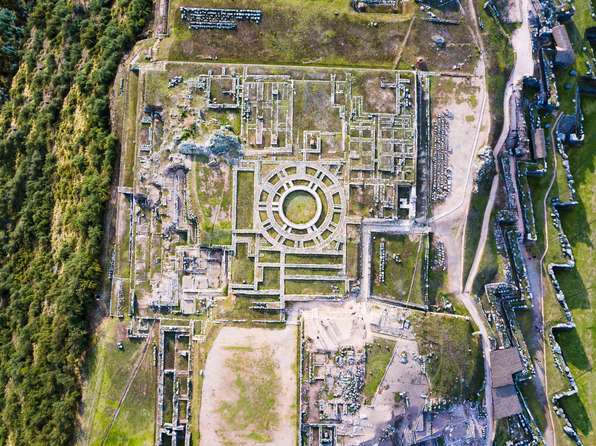 Aerial view of Saqsaywaman Citadel in Northern Cusco in Peru, South America