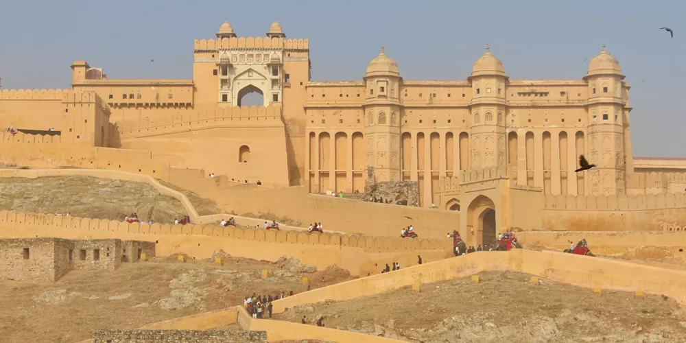 Amber Fort in Jaipur, India against clear sky