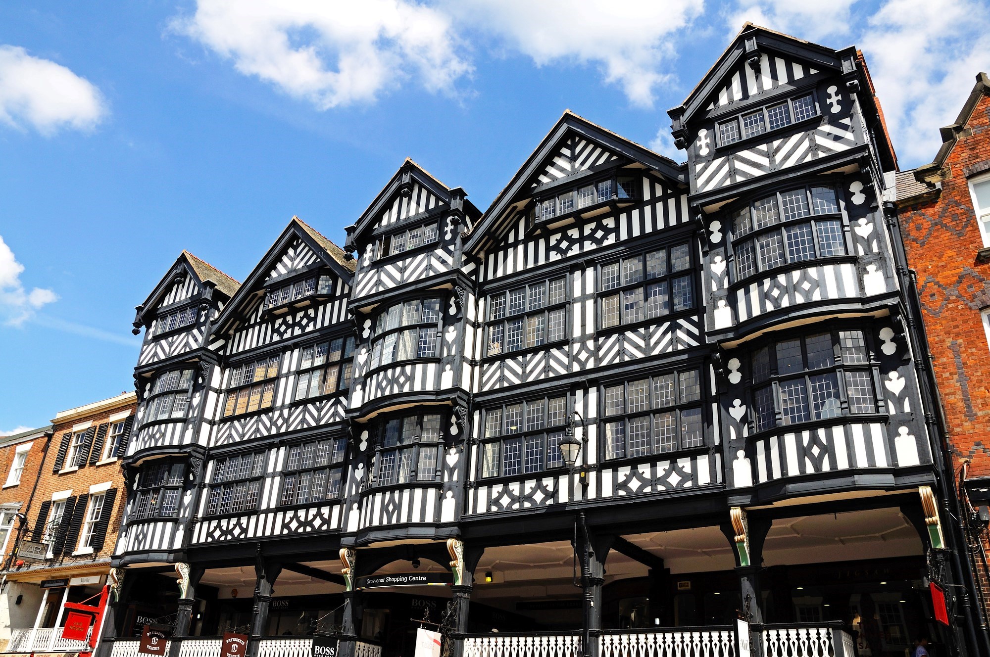 Grosvenor Shopping Centre along Bridge Street, Chester, England
