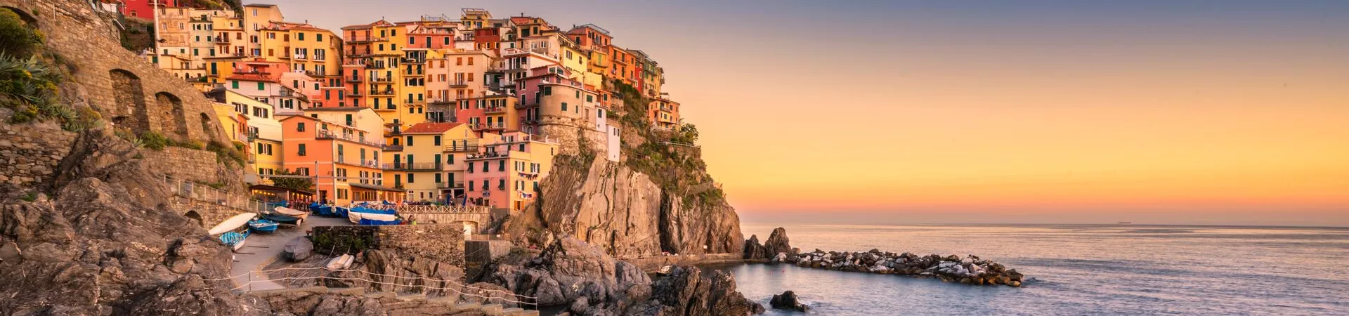 Manarola, Italy (part of the Cinque Terre in Liguria) at twilight