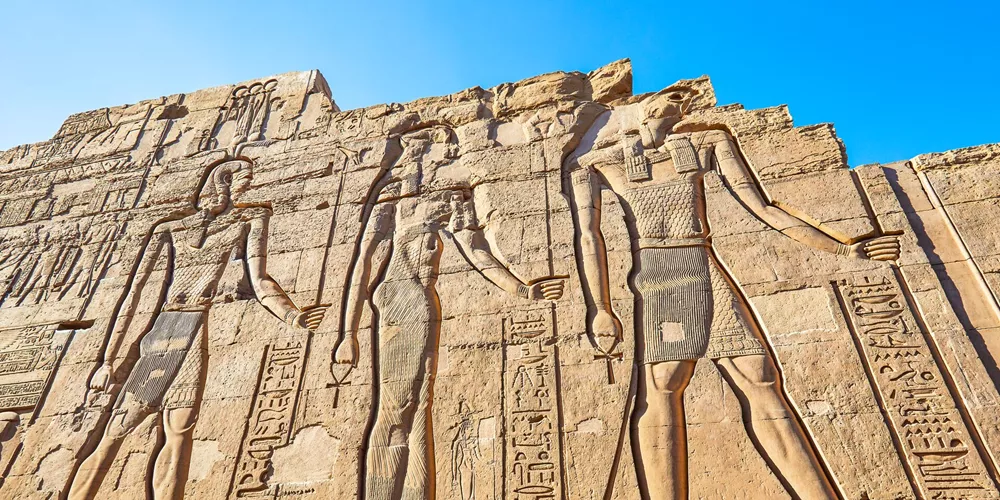 Egyptian Hieroglyphics at the Temple of Kom Ombo in Egypt