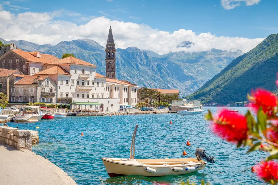 Website Banner Historic Town Of Perast At Bay Of Kotor In Summer, Montenegro 985054116