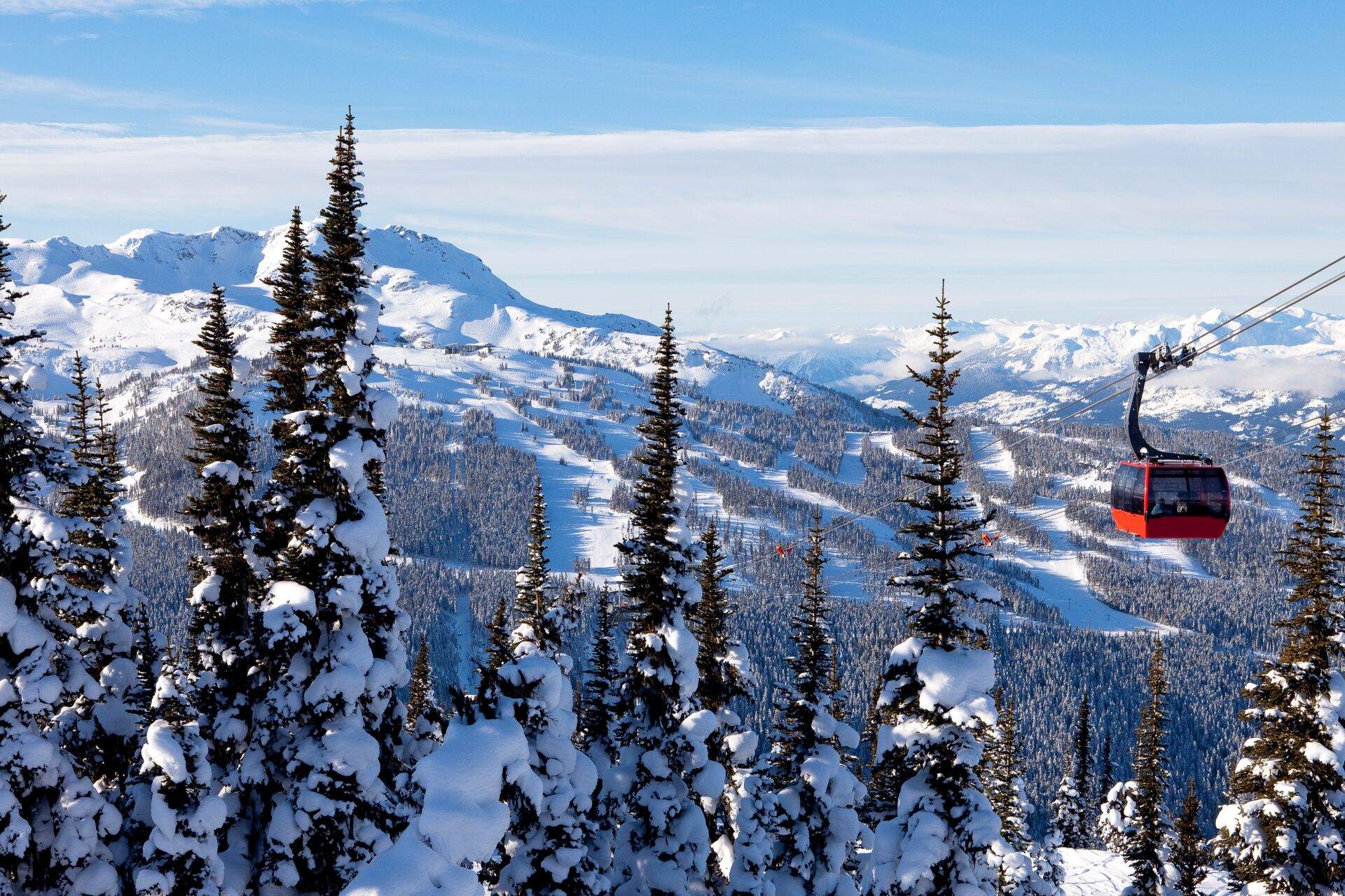 Peak 2 Peak Gondola in Whistler's Blackcomb Ski Resort in Winter in Canada