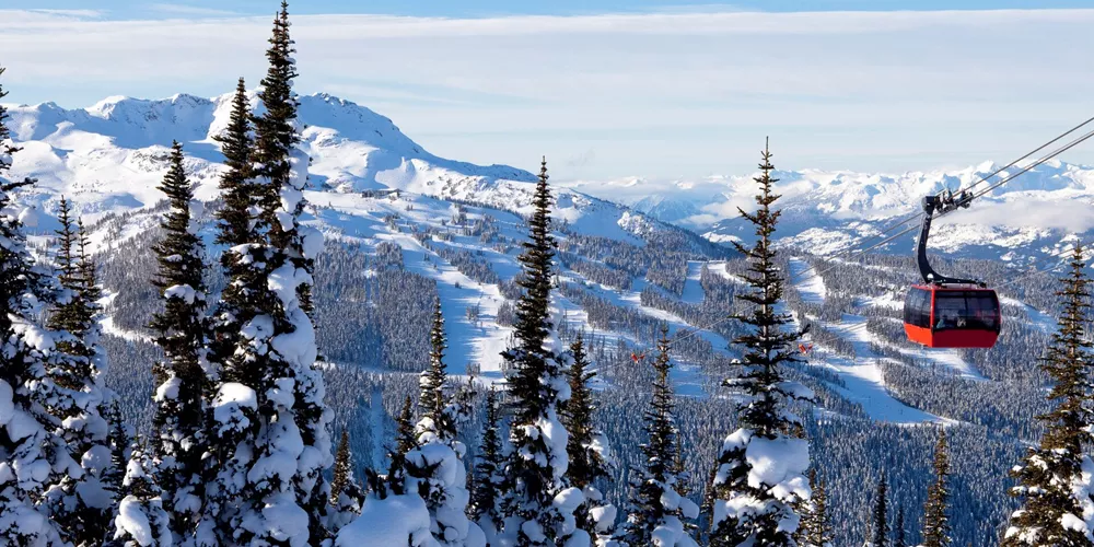 Peak 2 Peak Gondola in Whistler's Blackcomb Ski Resort in Winter in Canada