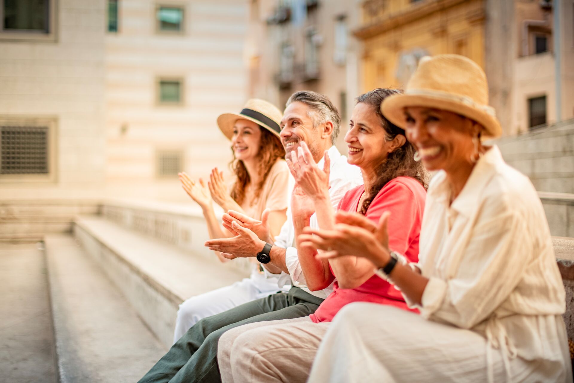 Guests on an Anti-Mafia walking tour in Sicily, Italy
