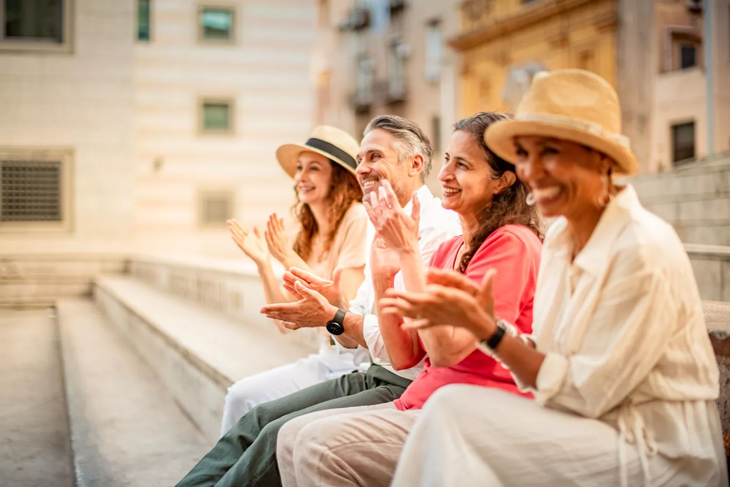 Guests on an Anti-Mafia walking tour in Sicily, Italy