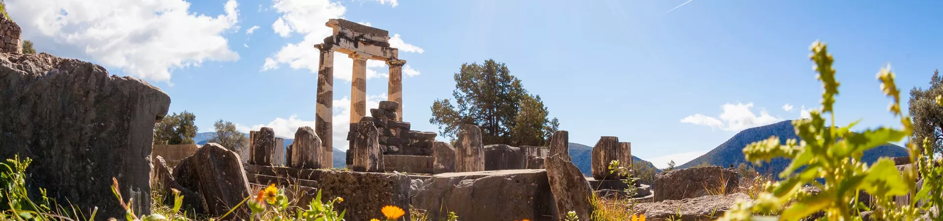 Website Banner Delphi With Ruins Of The Temple In Greece 475971724