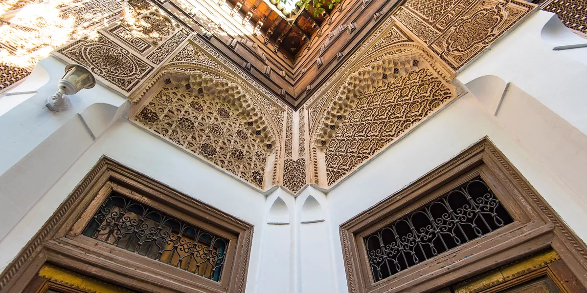Details Of interior Of Bahia Palace in Marrakesh, Morocco