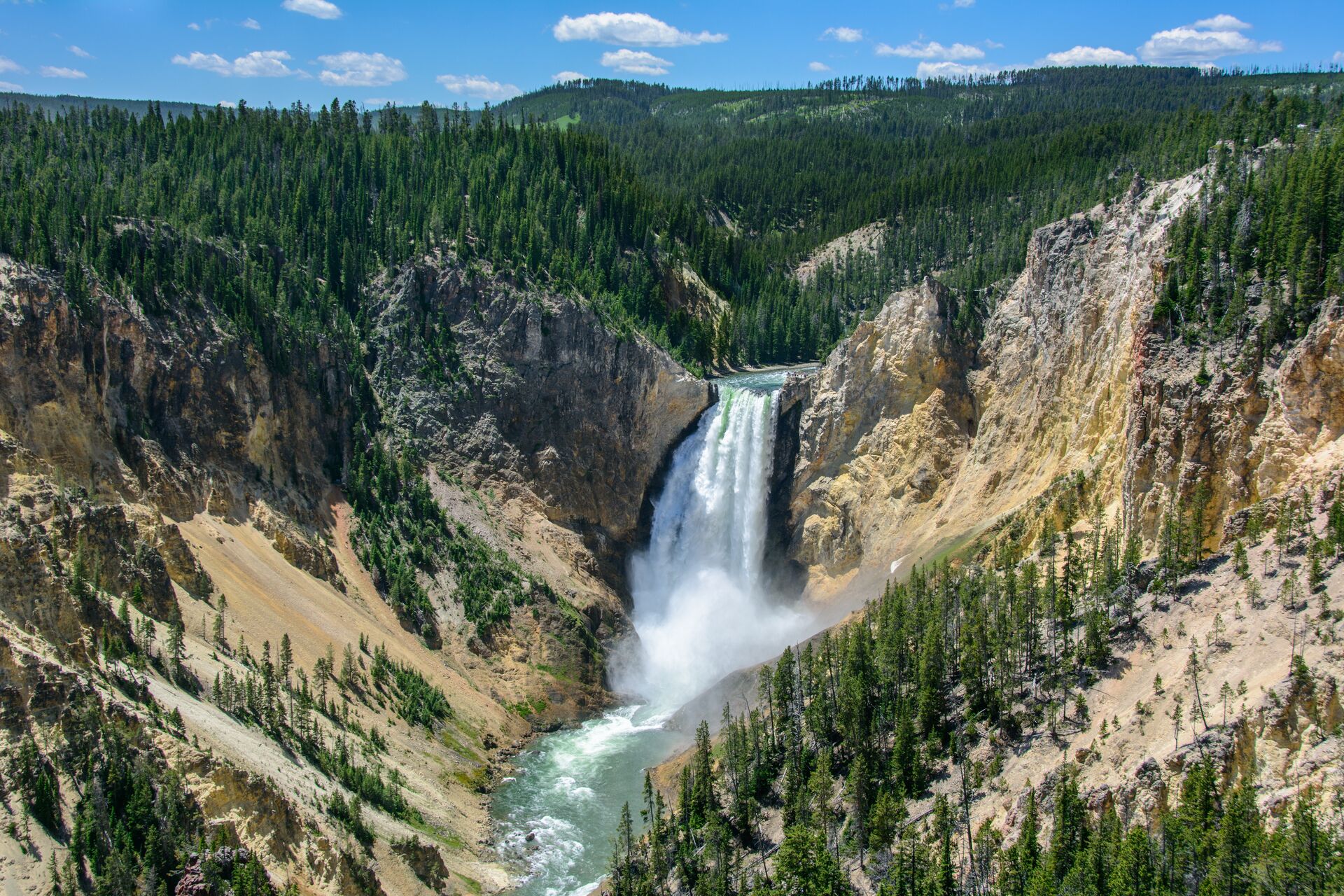 Yellowstone Falls In National Park, Wyoming USA