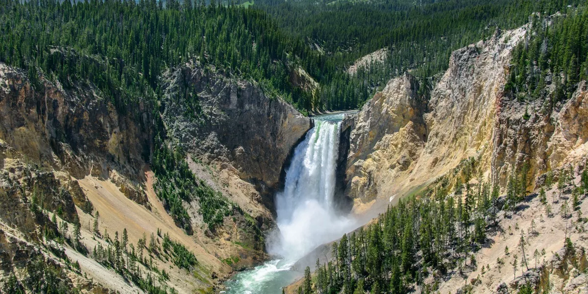 Yellowstone Falls In National Park, Wyoming USA