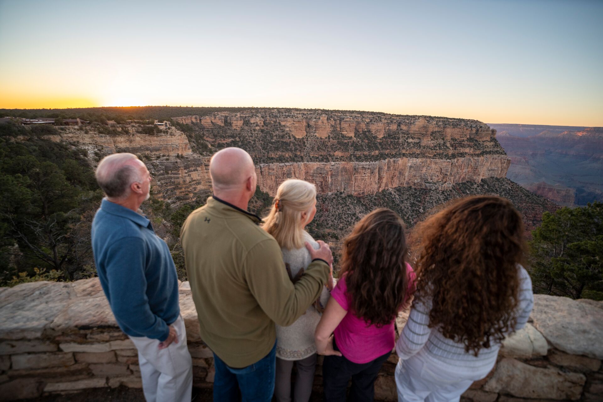 Tourists gazing at the Grand Canyon in Arizona, USA