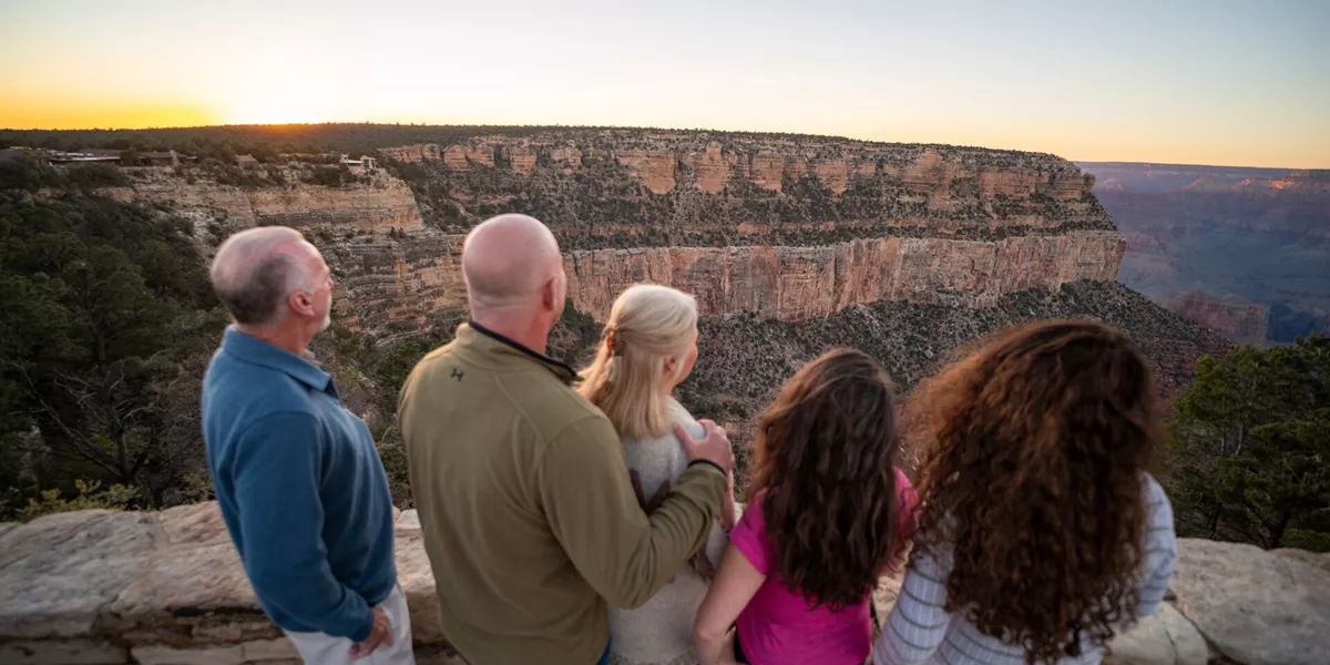 Tourists gazing at the Grand Canyon in Arizona, USA