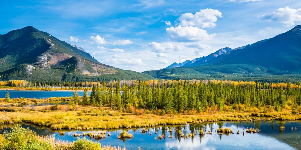 Minnewanka Lake In Canadian Rockies In Banff Alberta Canada