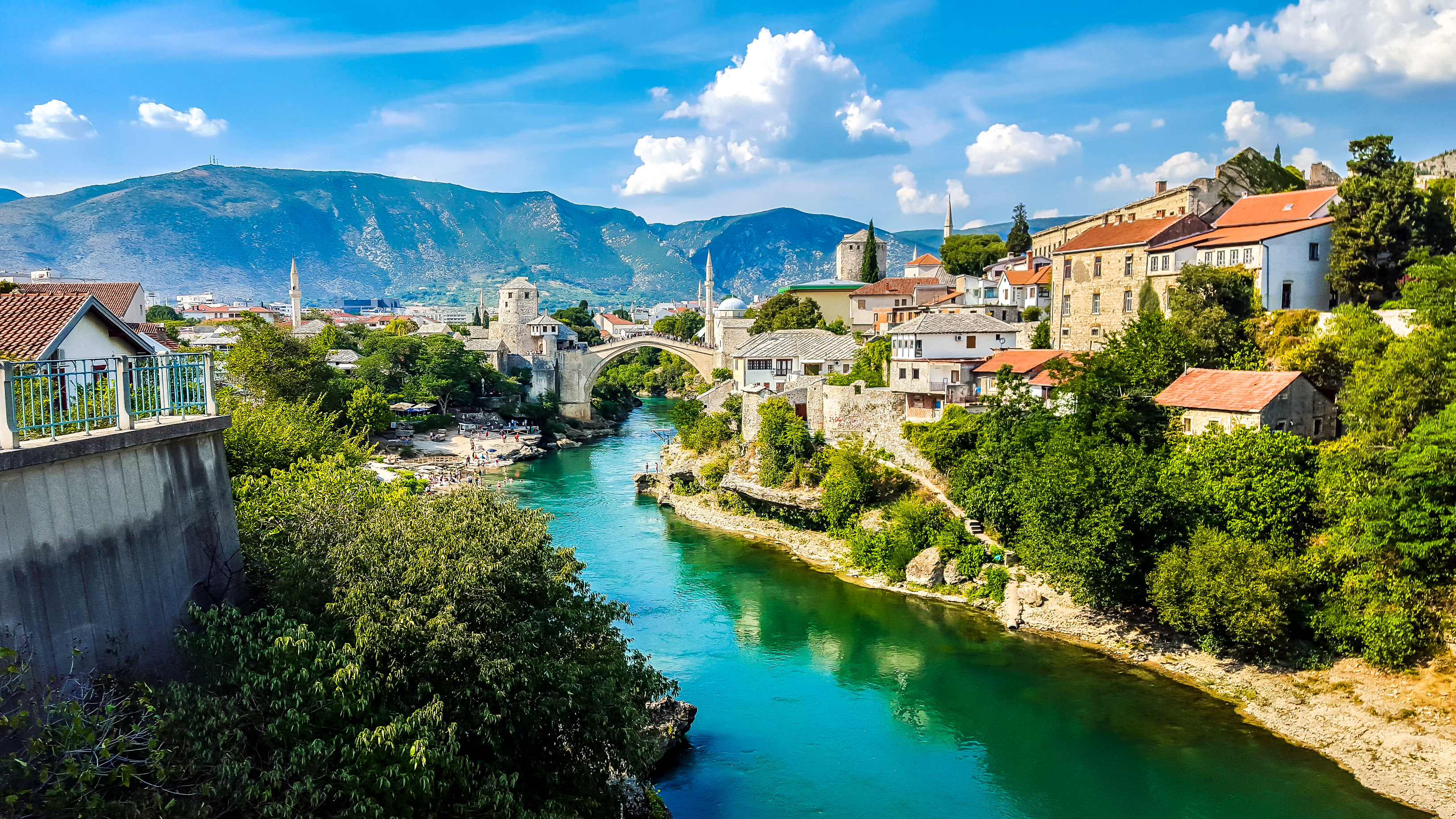 Old Bridge In Mostar Crossed By The River Neretva in Mostar, Bosnia and Herzegovina