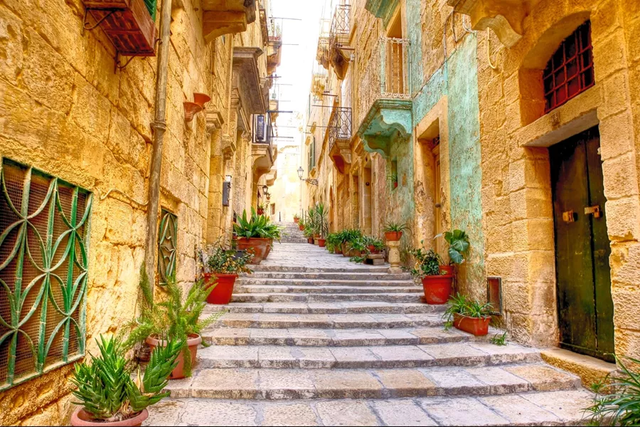 Traditional street in Valetta. Malta