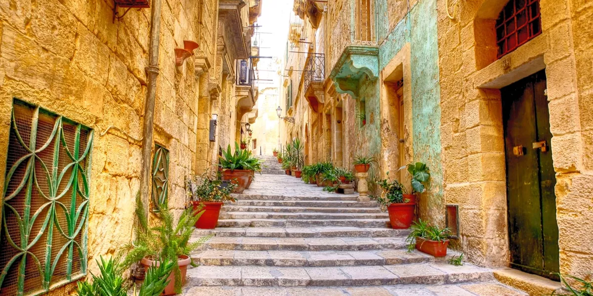 Large Typical Narrow Street With Stairs 540308064