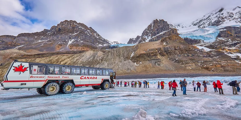 Large People On The Glacier Walk On Athabasca Glacier 614182743