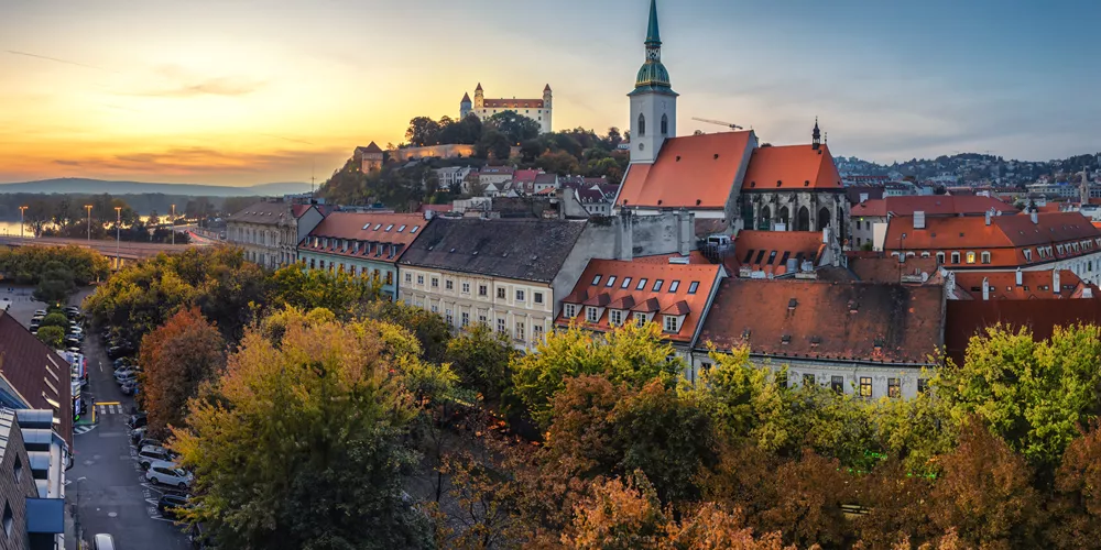 Castle And Old Town District in Bratislava, Slovakia
