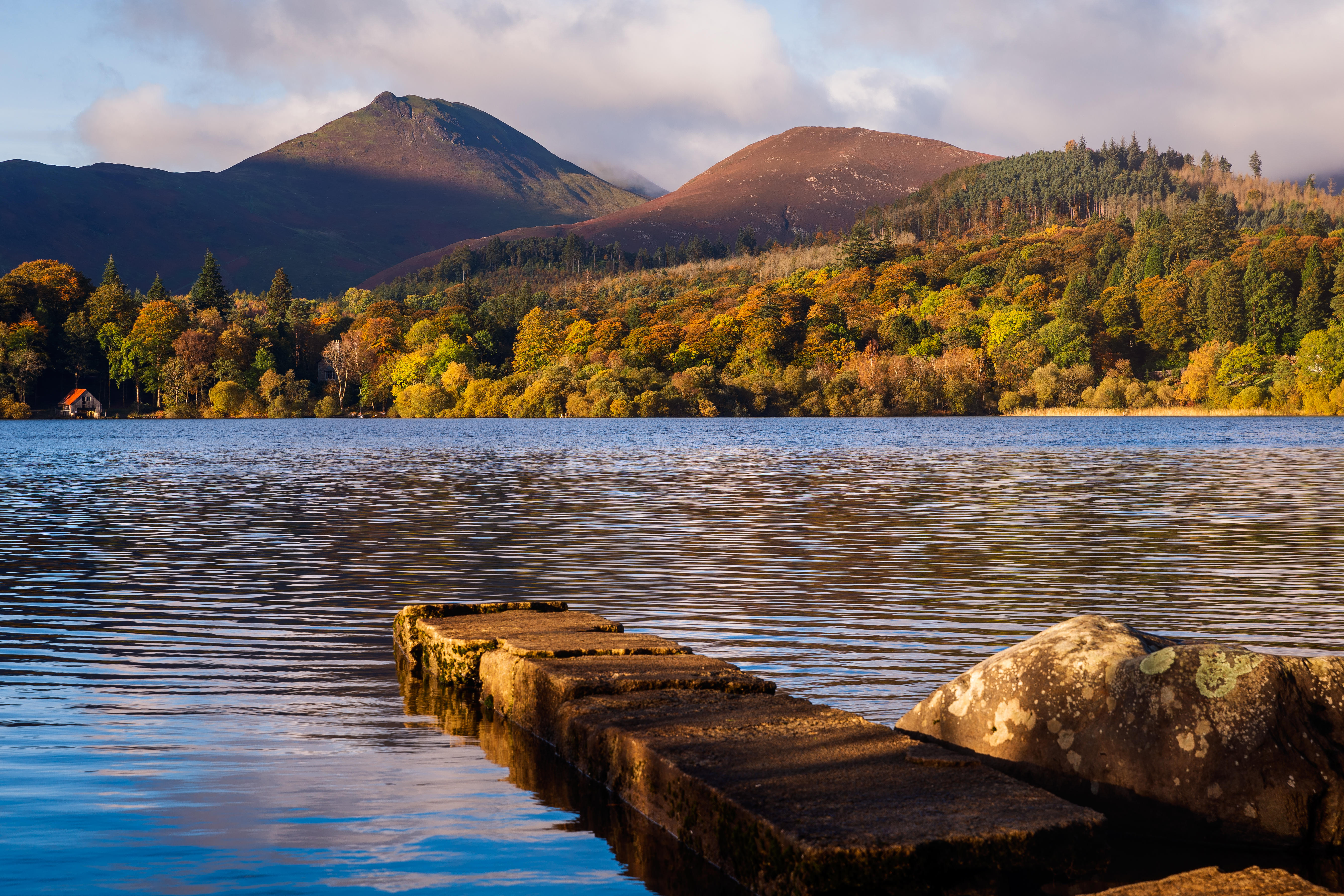 Sunlight, Boathouse, Derwent Water, Keswick, Lake District, Cumbria, England 1371126334