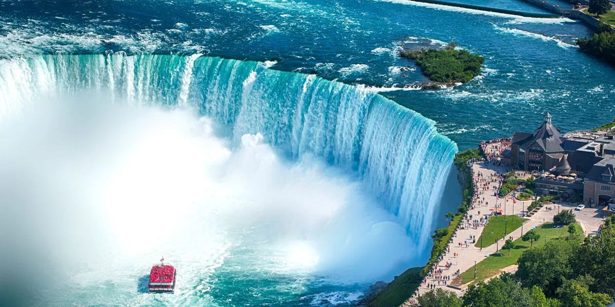 Tourist Boat at the foot of Niagara Falls in Ontario, Canada
