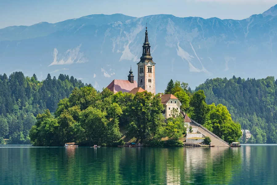 Lake Bled Santa Maria Church in Slovenia