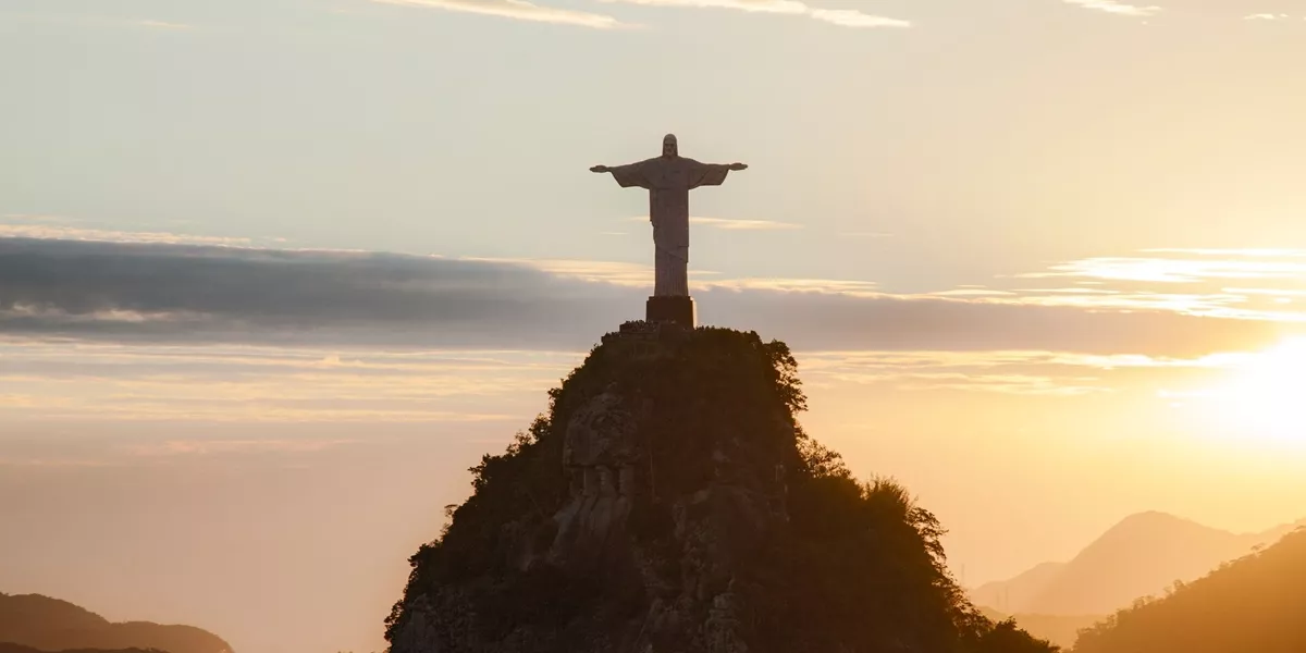 Jesus the Redeemer at sunset in Rio de Janeiro, South America