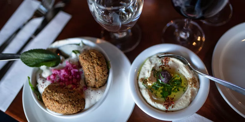 Close up view of Mezze food