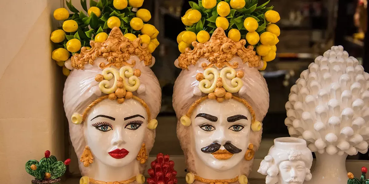 Testa Di Moro E Donna Ceramic Vases Sicily Italy