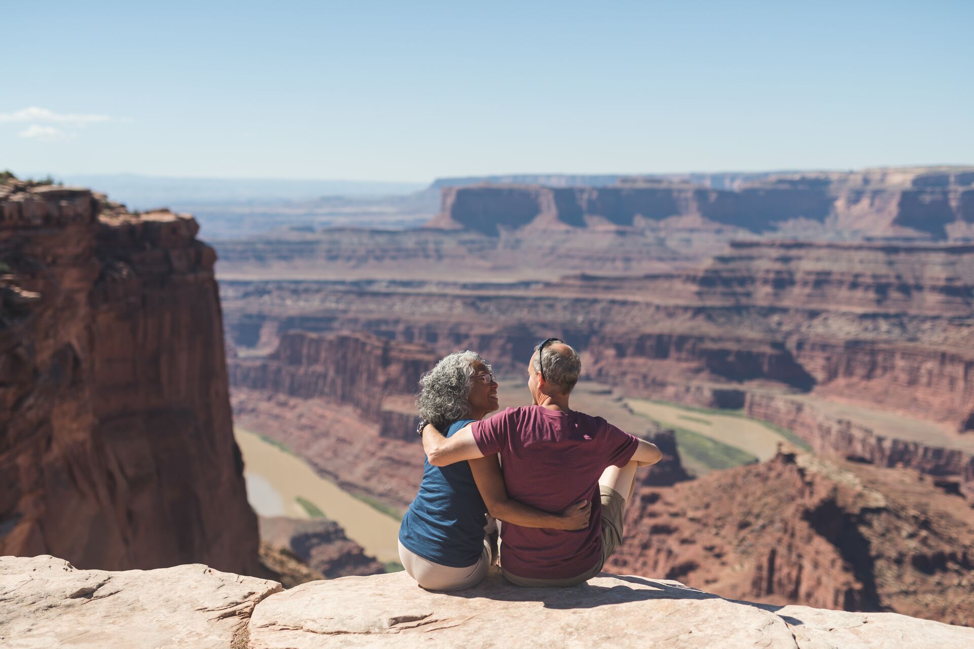 Senior couple hiking in Utah desert
