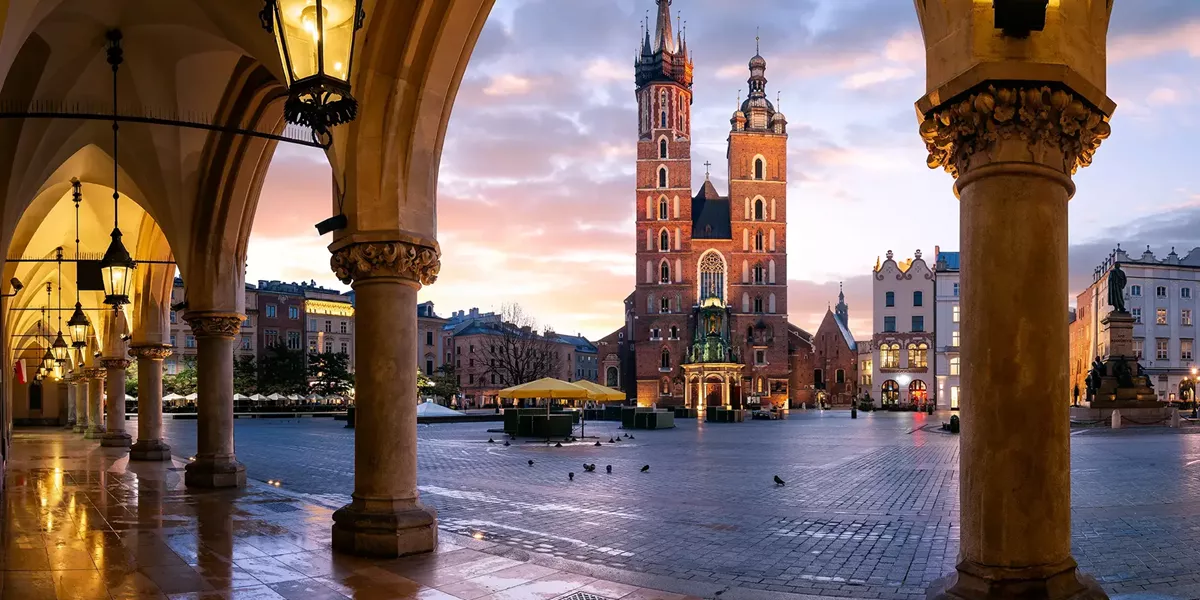 A view of St Marys Basilica in Krakow, Poland